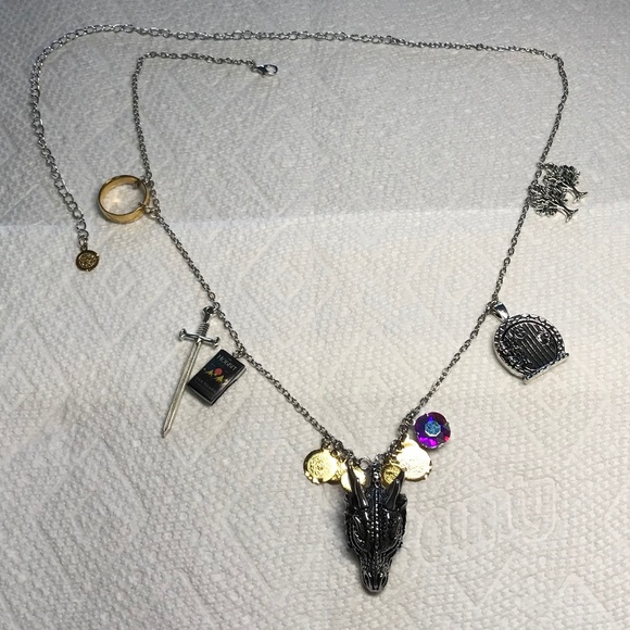 The Hobbit J. R. R. Tolkien Handmade Literature Necklace, Smaug Arkenstone Ring - Picture 12 of 16